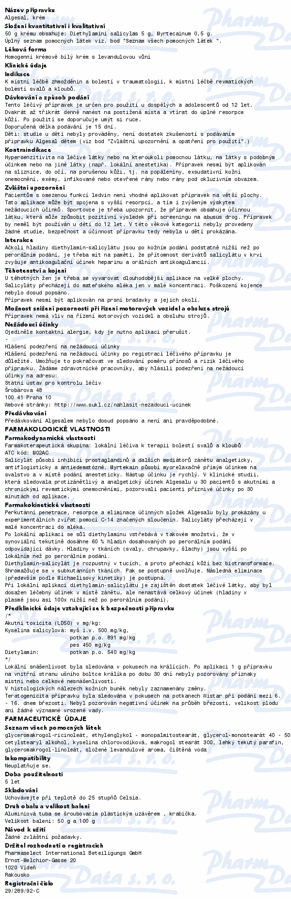 Algesal 100mg/g+10mg/g crm.50g